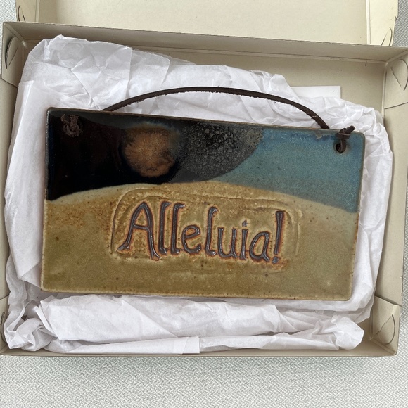 Hand-made ceramic wall-hanging, 8 x 4.5 in. - Picture 3 of 12